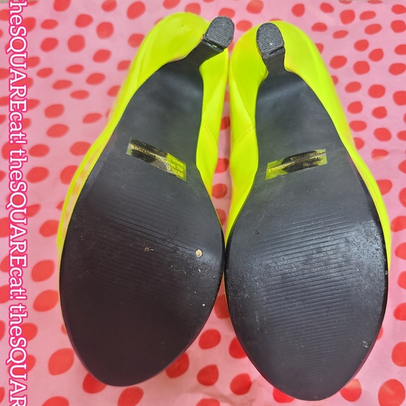 DEB pinup retro neon yellow platform high heels Rave festival night club size 8 - Picture 5 of 7
